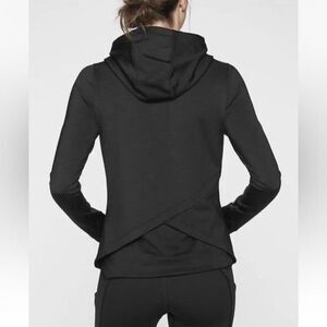 ATHLETA Black Boot Camp Pullover Hoodie Cross Back Stretch Athleisure Women's 1X